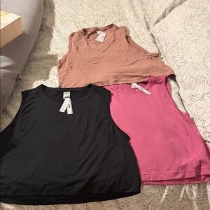 PINK Victoria's Secret Black, Pink, and Tan Tank Tops